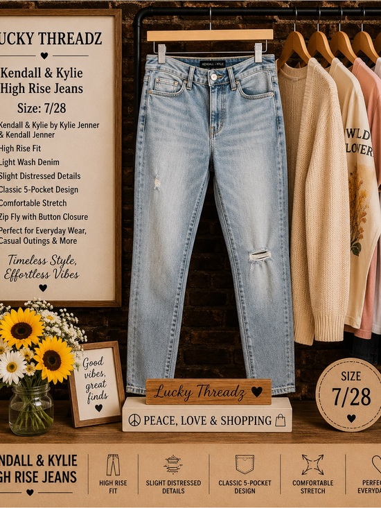 Kendall & Kylie Denim - Kendall & Kylie Light Wash High-Rise Distressed Jeans